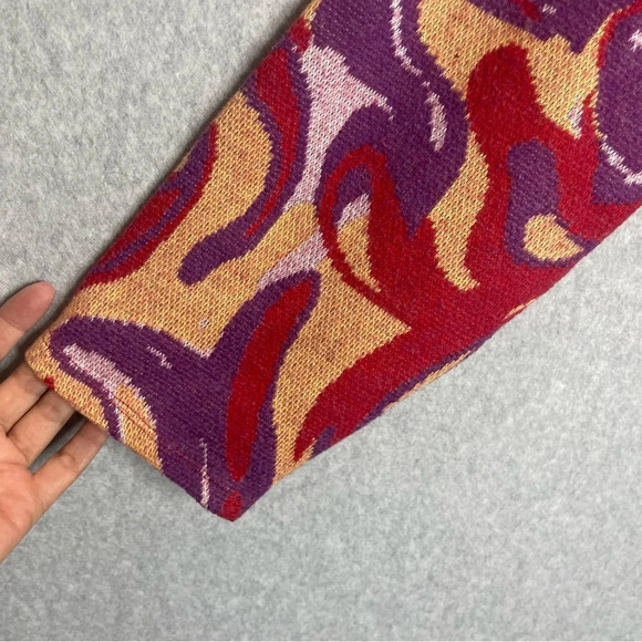 Zara Red Pink Jacquard Swirl Psychedelic Oversized Cropped Long Sleeve Sweater - Picture 5 of 7